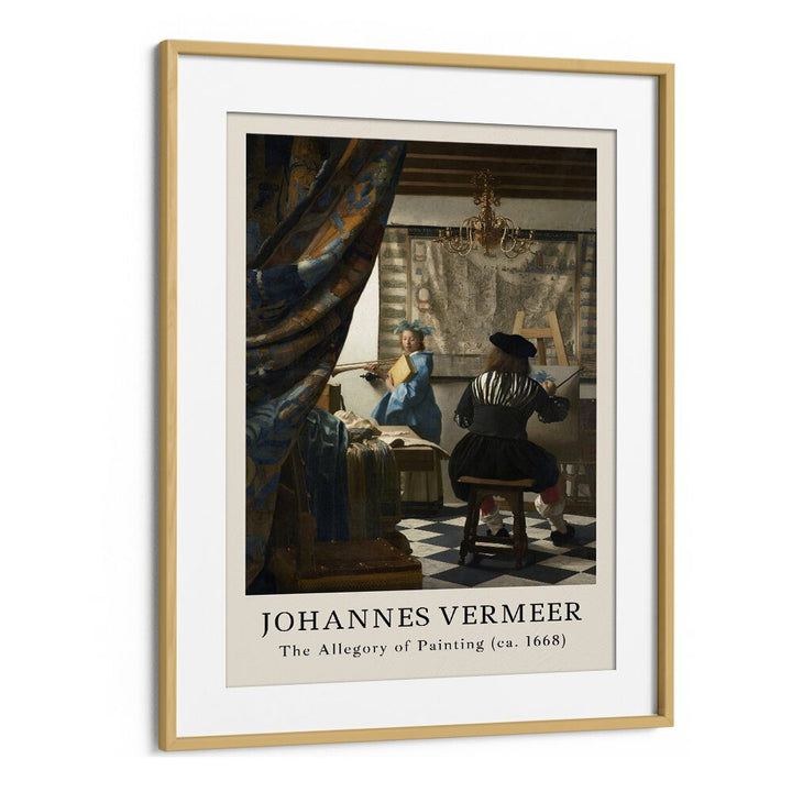 Johannes Vermeer The Allegory Of Painting-1668 By Johannes Vermeer Vintage Paintings in Oak Wood Frame With Mount