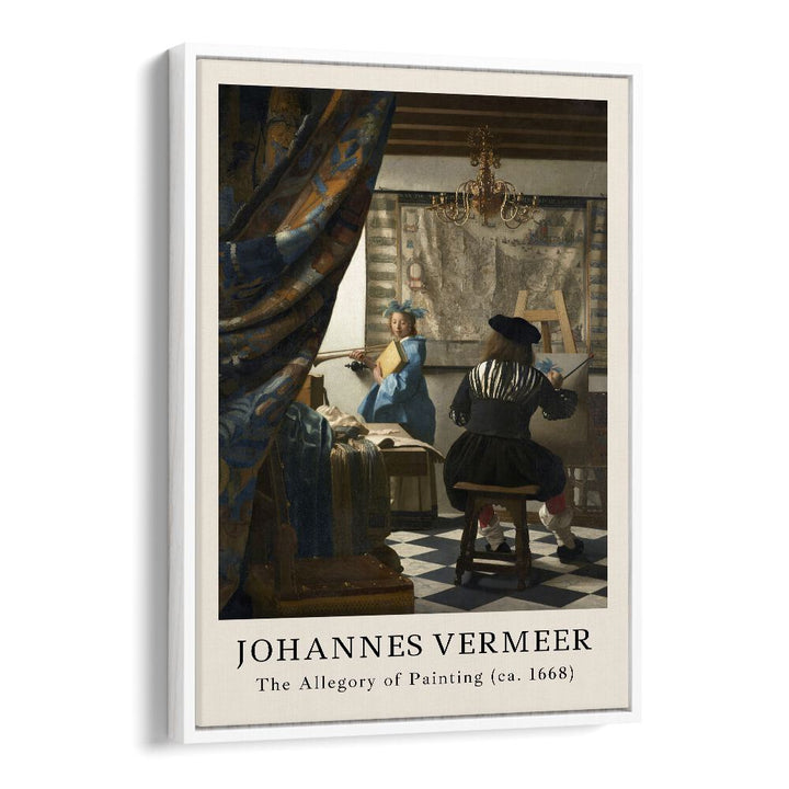 Johannes Vermeer The Allegory Of Painting-1668 By Johannes Vermeer Vintage Paintings in White Floater Frame