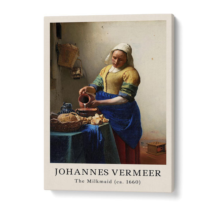 Johannes Vermeer The Milkmaid-1660 By Johannes Vermeer Vintage Paintings in Gallery Wrap