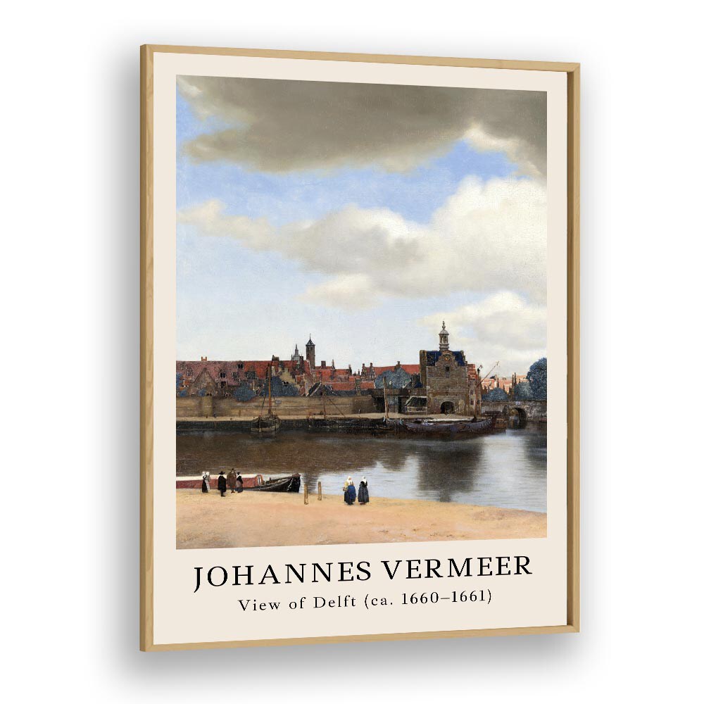 Johannes Vermeer View Of Delft 1660-1661 By Johannes Vermeer Vintage Paintings in Oak Wood Plain Frame