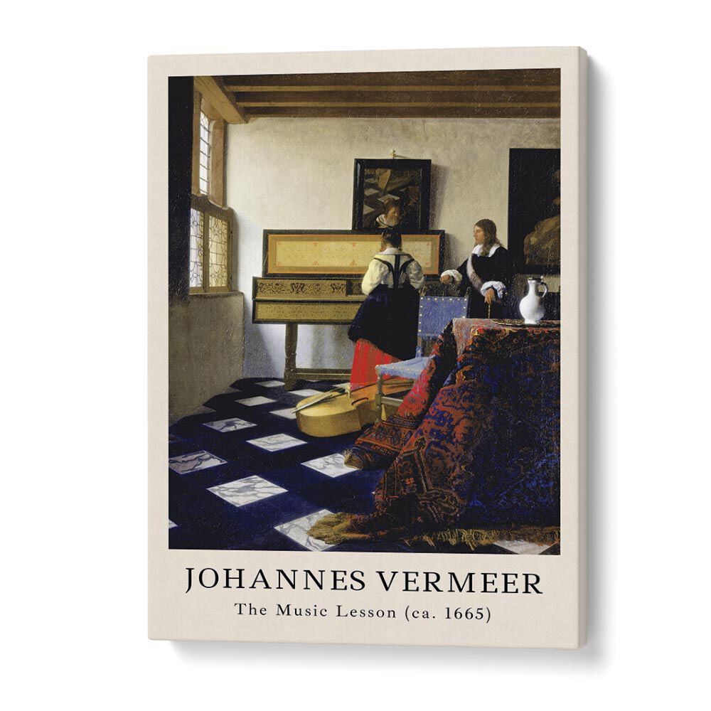 Johannes Vermeer the Music Lesson-1665 By Johannes Vermeer Vintage Paintings in Gallery Wrap