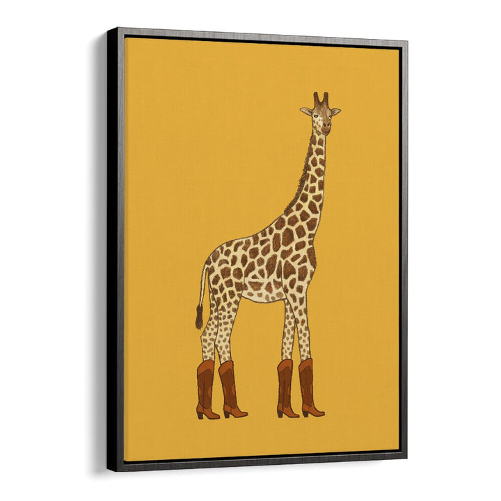 Jolene The Cowgirl Giraffe  Kids Paintings in Black Floater Frame