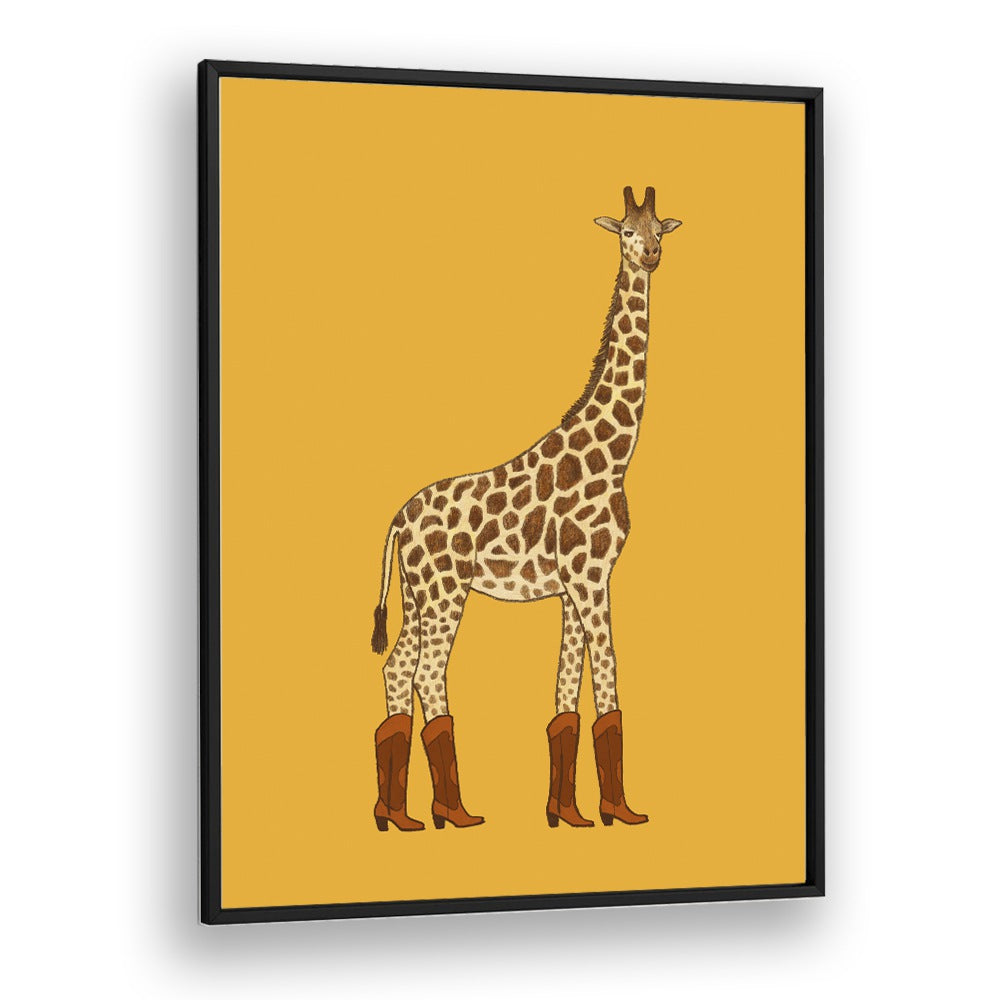 Jolene The Cowgirl Giraffe  Kids Paintings in Black Plain Frame