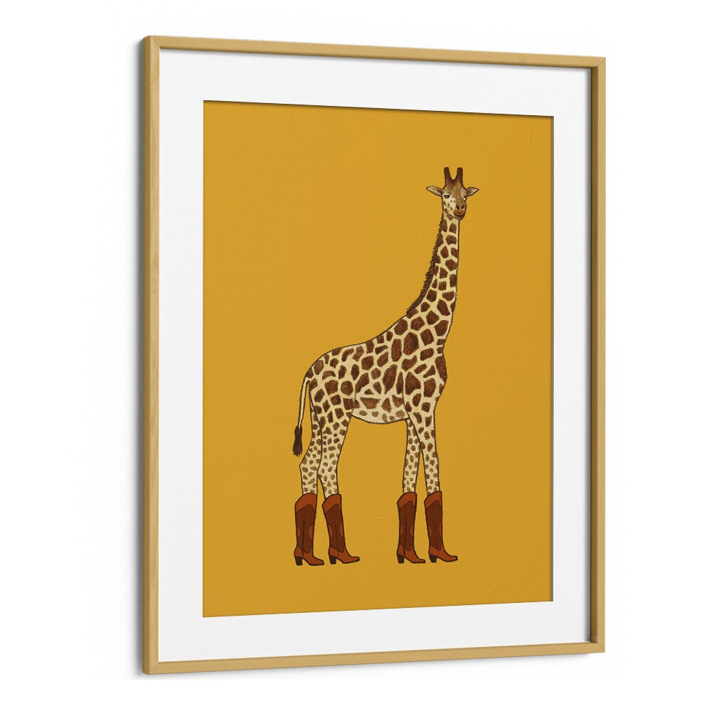 Jolene The Cowgirl Giraffe  Kids Paintings in Oak Wood Frame With Mount