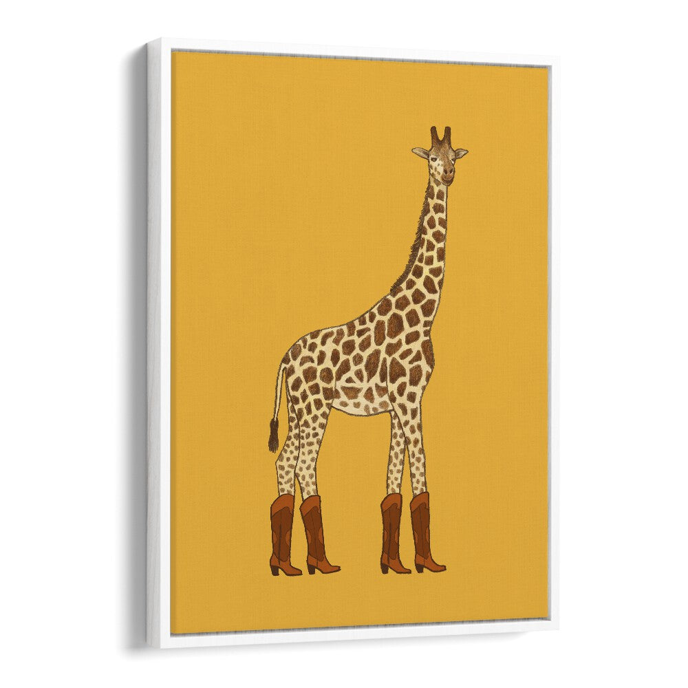 Jolene The Cowgirl Giraffe  Kids Paintings in White Floater Frame