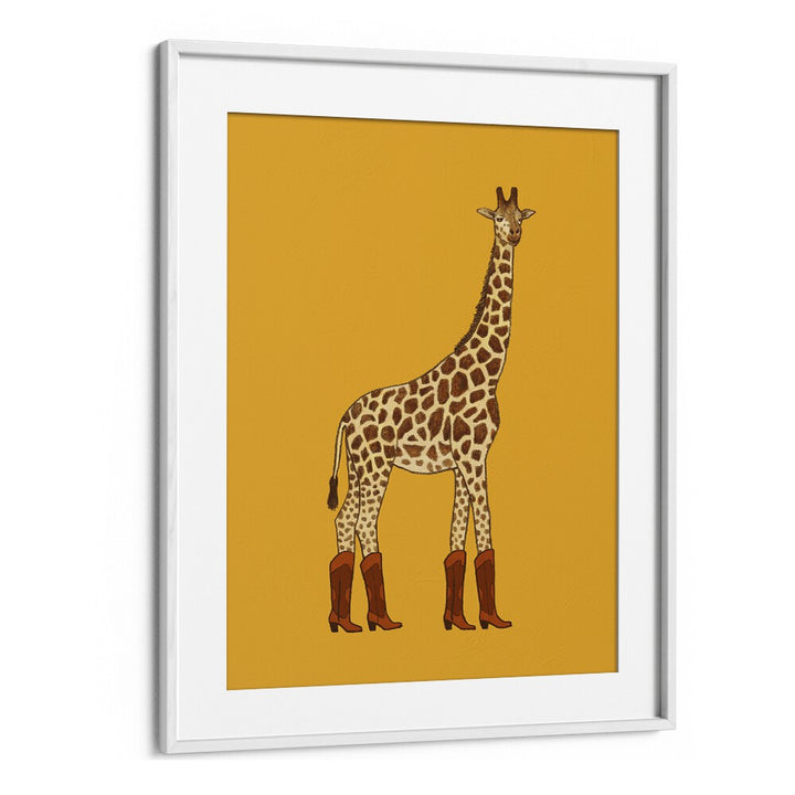 Jolene The Cowgirl Giraffe  Kids Paintings in White Frame With Mount