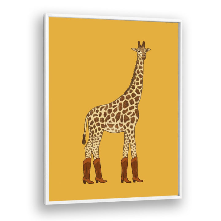 Jolene The Cowgirl Giraffe  Kids Paintings in White Plain Frame