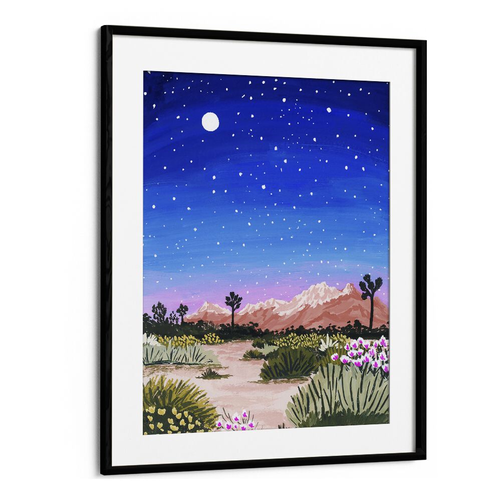 Joshua Tree By Sarah Gesek Landscape Art Prints in Black Frame With Mount