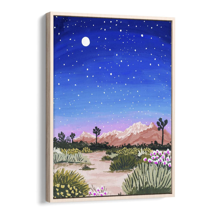 Joshua Tree By Sarah Gesek Landscape Art Prints in Oak Wood Floater Frame