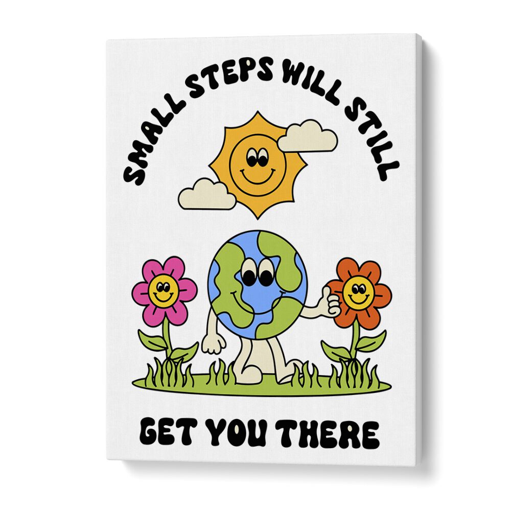 Journey of Progress Small Steps Will Get You There Quotes and Typography Posters in Gallery Wrap