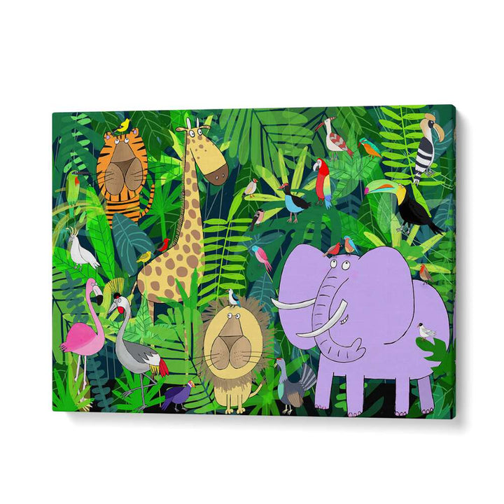 Jungle Animals Deep In The Jungle Foliage By Carla Daly Kids Painting in Gallery Wrap