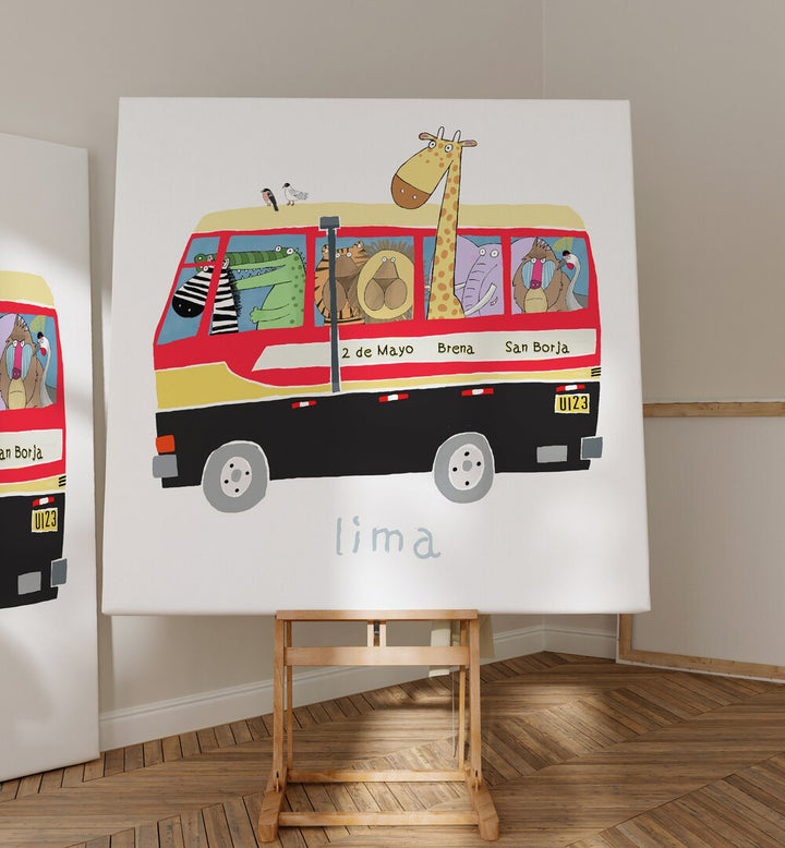 Jungle Animals In A Bus In Lima By Carla Daly Kids Room Paintings placed on a wall