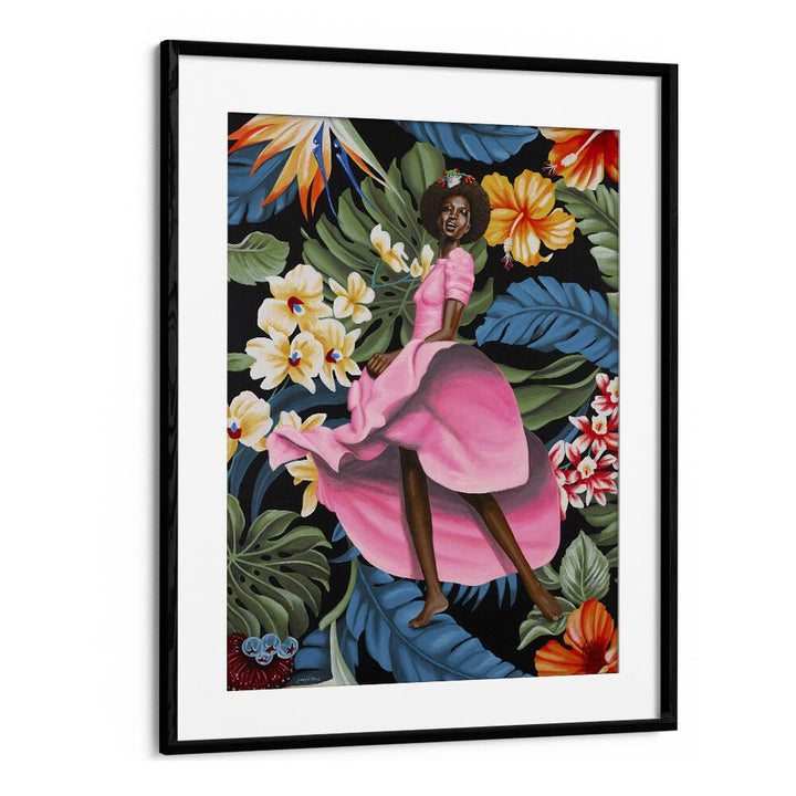 Jungle Rose By Christian Beijer  African Art  in Black Frame With Mount