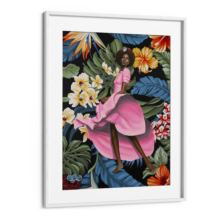 Jungle Rose By Christian Beijer  African Art  in White Frame With Mount