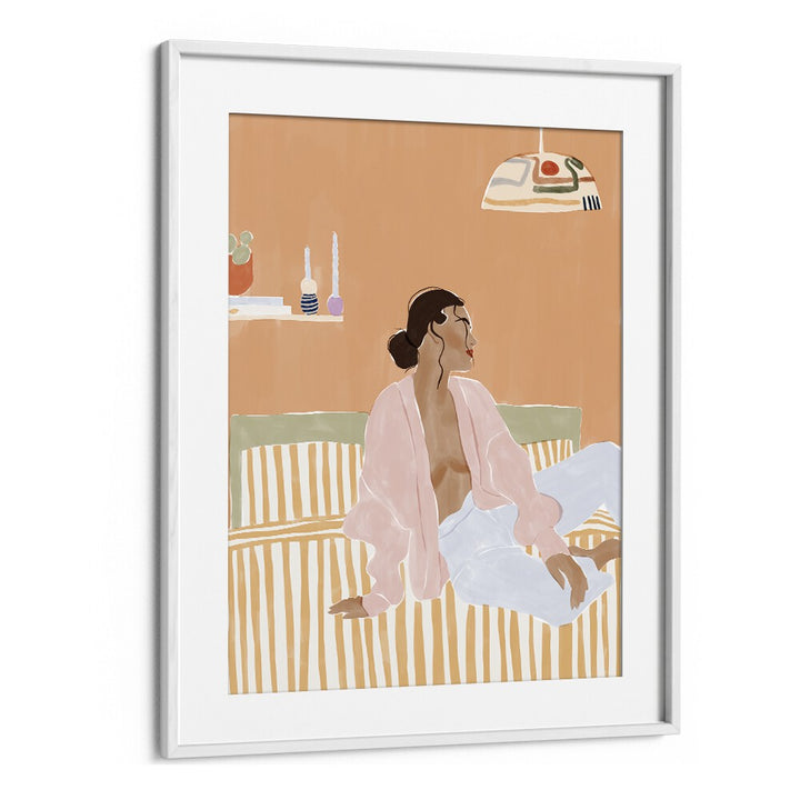 Just Let Me Chill By Ivy Green Women Illustration Paintings in White Frame With Mount