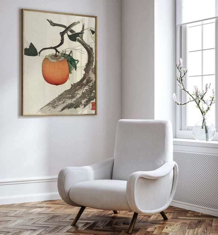 KAKIVRUCHT MET SPRINKHAAN, VINTAGE PAINTINGS