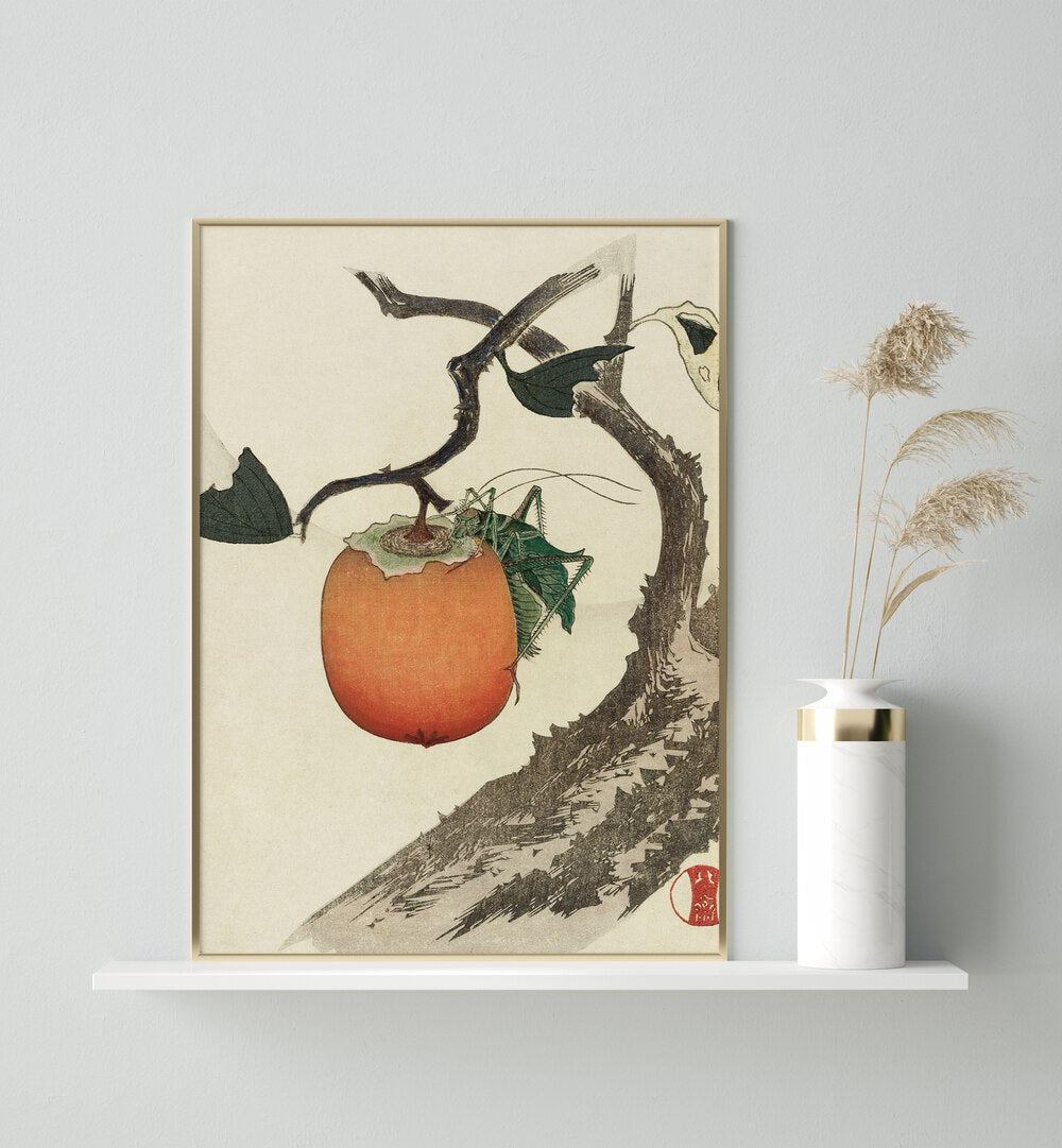 KAKIVRUCHT MET SPRINKHAAN, VINTAGE PAINTINGS