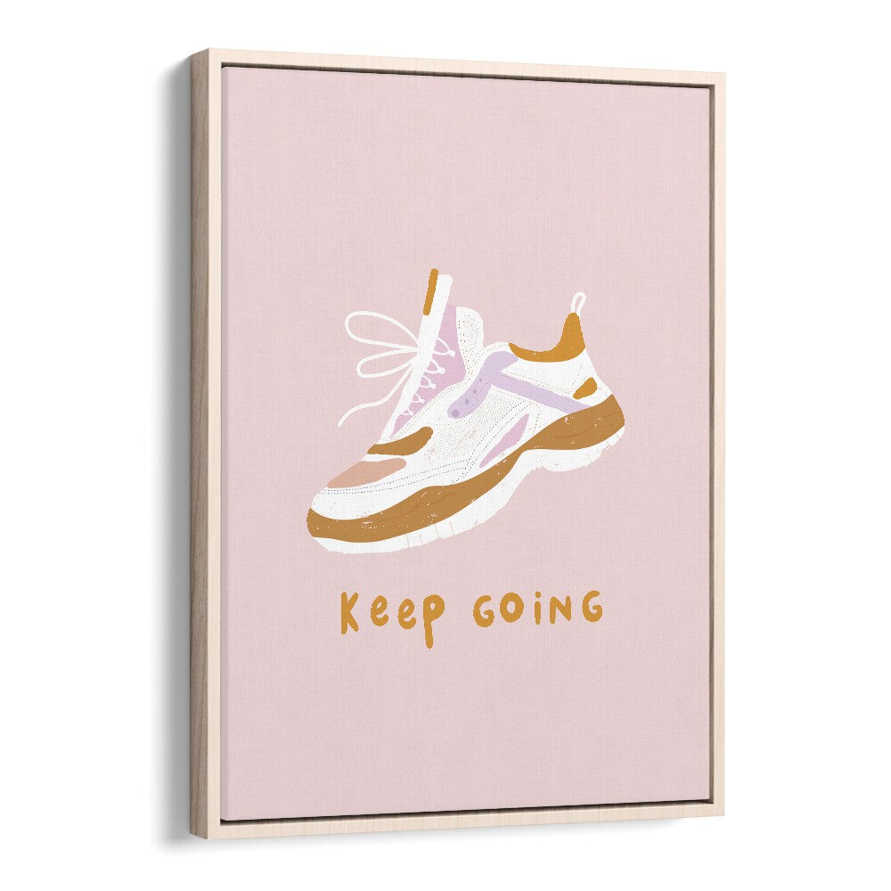 Keep Going Sports Art Artwork in Oak Wood Floater Frame