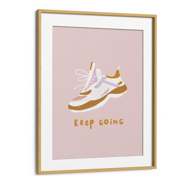 Keep Going Sports Art Artwork in Oak Wood Frame With Mount