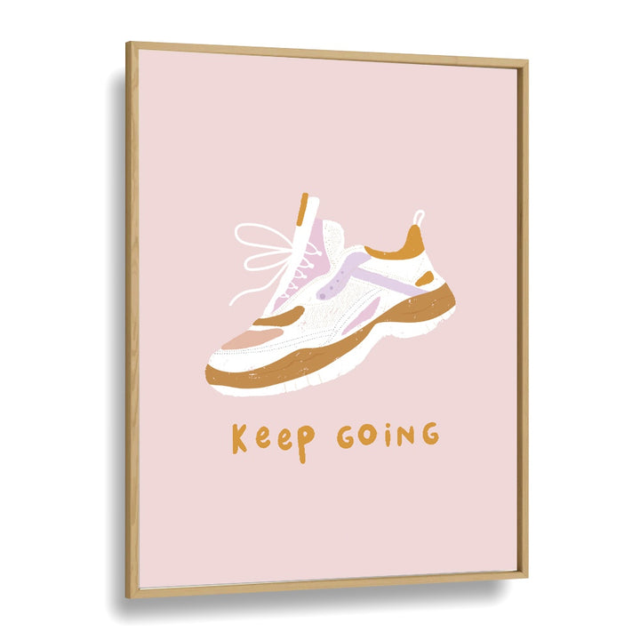 Keep Going Sports Art Artwork in Oak Wood Plain Frame