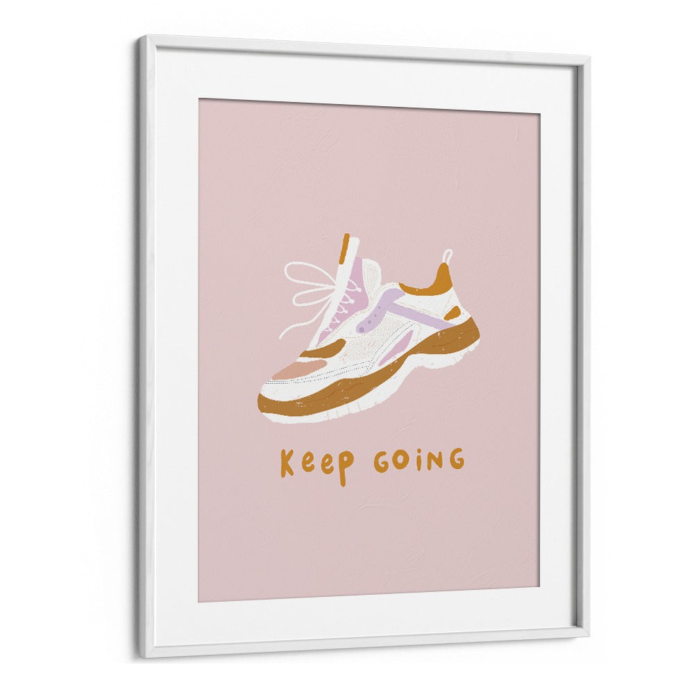 Keep Going Sports Art Artwork in White Frame With Mount