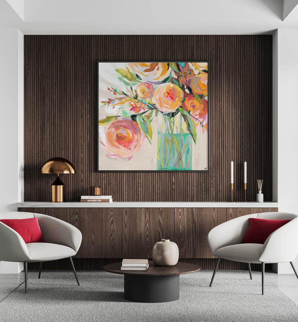 Brighten your space with KELLY S BOUQUET, FLORAL FLOWER PAINTINGS, showcasing vibrant abstract floral art.