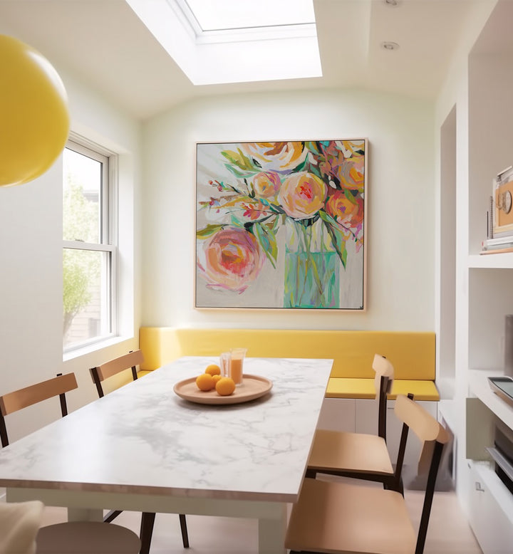 Brighten your space with KELLY S BOUQUET, FLORAL FLOWER PAINTINGS featuring vibrant colors and abstract floral designs.