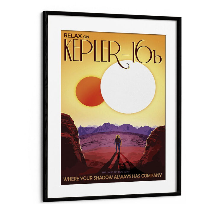 Kepler-16B Astronaut & Nasa Paintings, Space Art Prints Artwork in Black Frame With Mount
