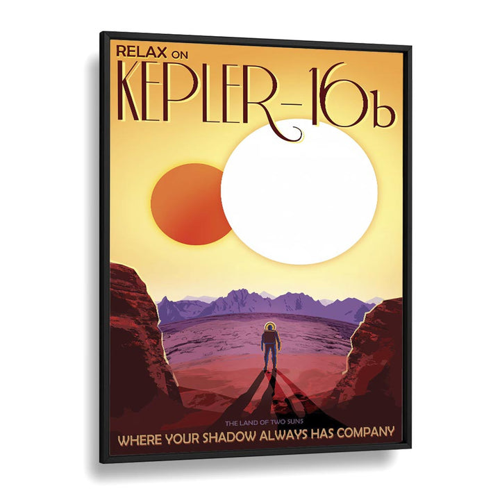 Kepler-16B Astronaut & Nasa Paintings, Space Art Prints Artwork in Black Plain Frame
