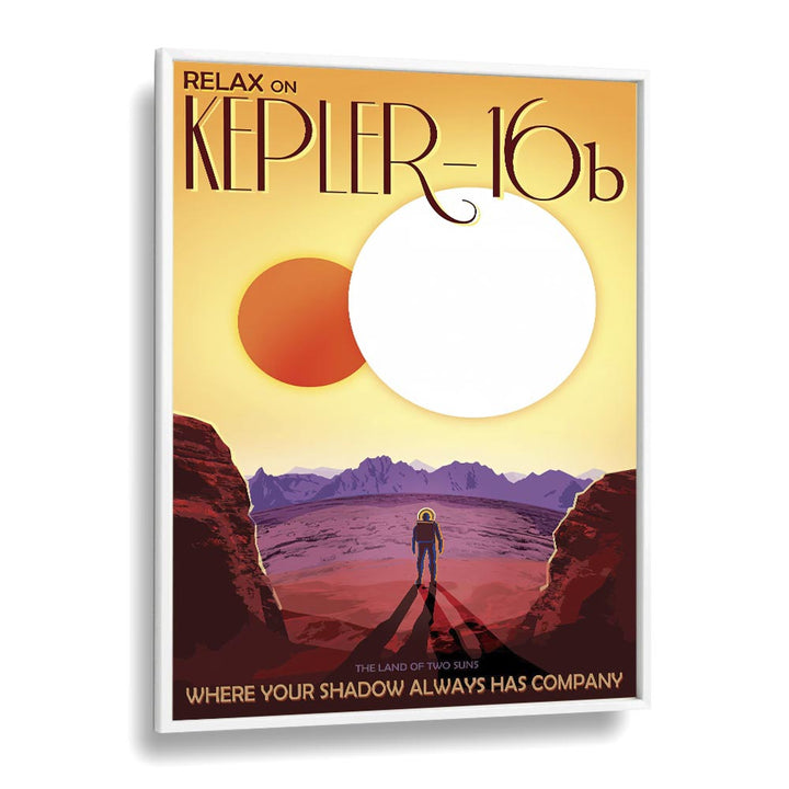 Kepler-16B Astronaut & Nasa Paintings, Space Art Prints Artwork in White Plain Frame
