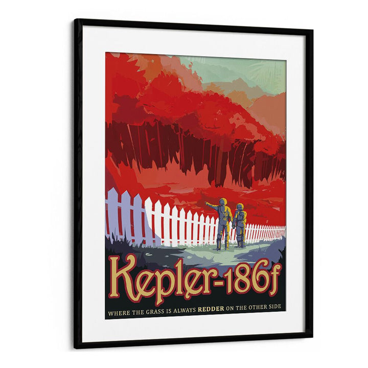 Kepler-186F Astronaut & Nasa Paintings, Space Art Prints Artwork in Black Frame With Mount
