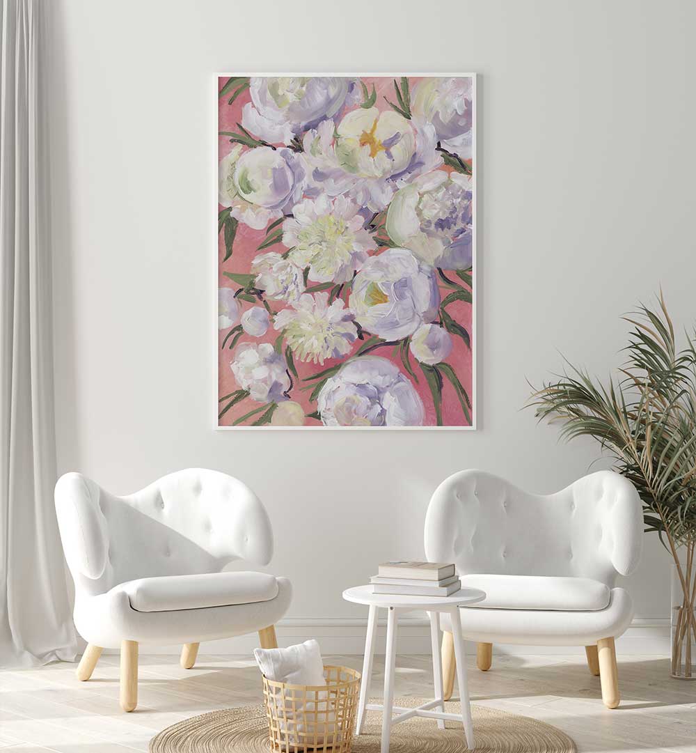 KINSLY PAINTERLY BOUQUET , FLORAL FLOWER PAINTINGS