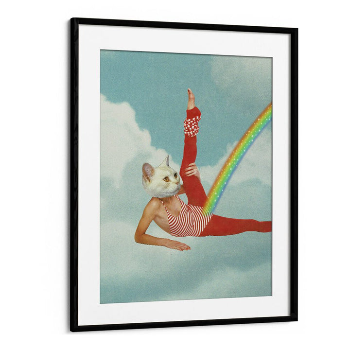 Kitty Cats Rainbow Surreal Art Artwork in Black Frame With Mount
