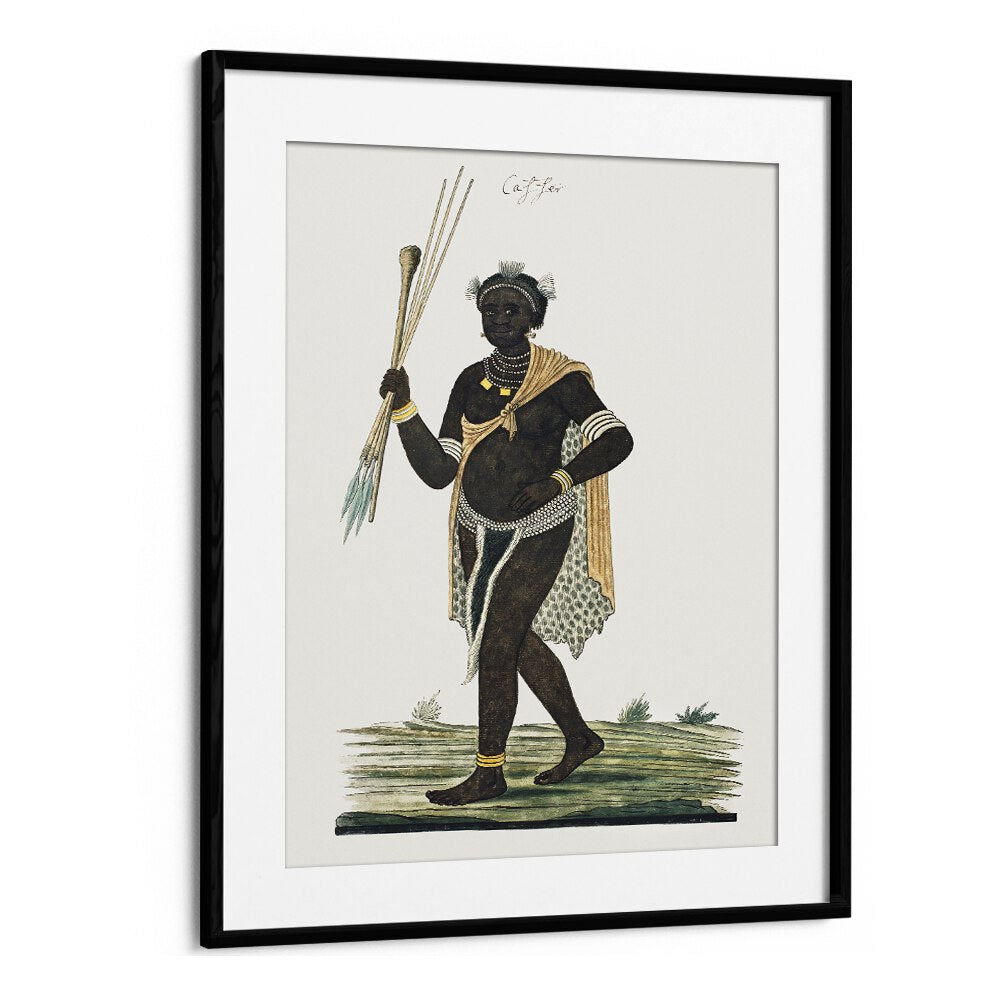 Knobkerrie African Art Artwork in Black Frame With Mount