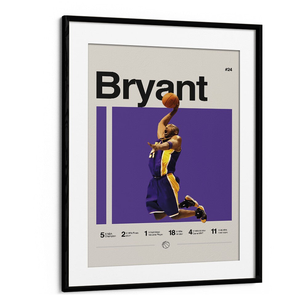 Kobe bryant Sports Art Artwork in Black Frame With Mount