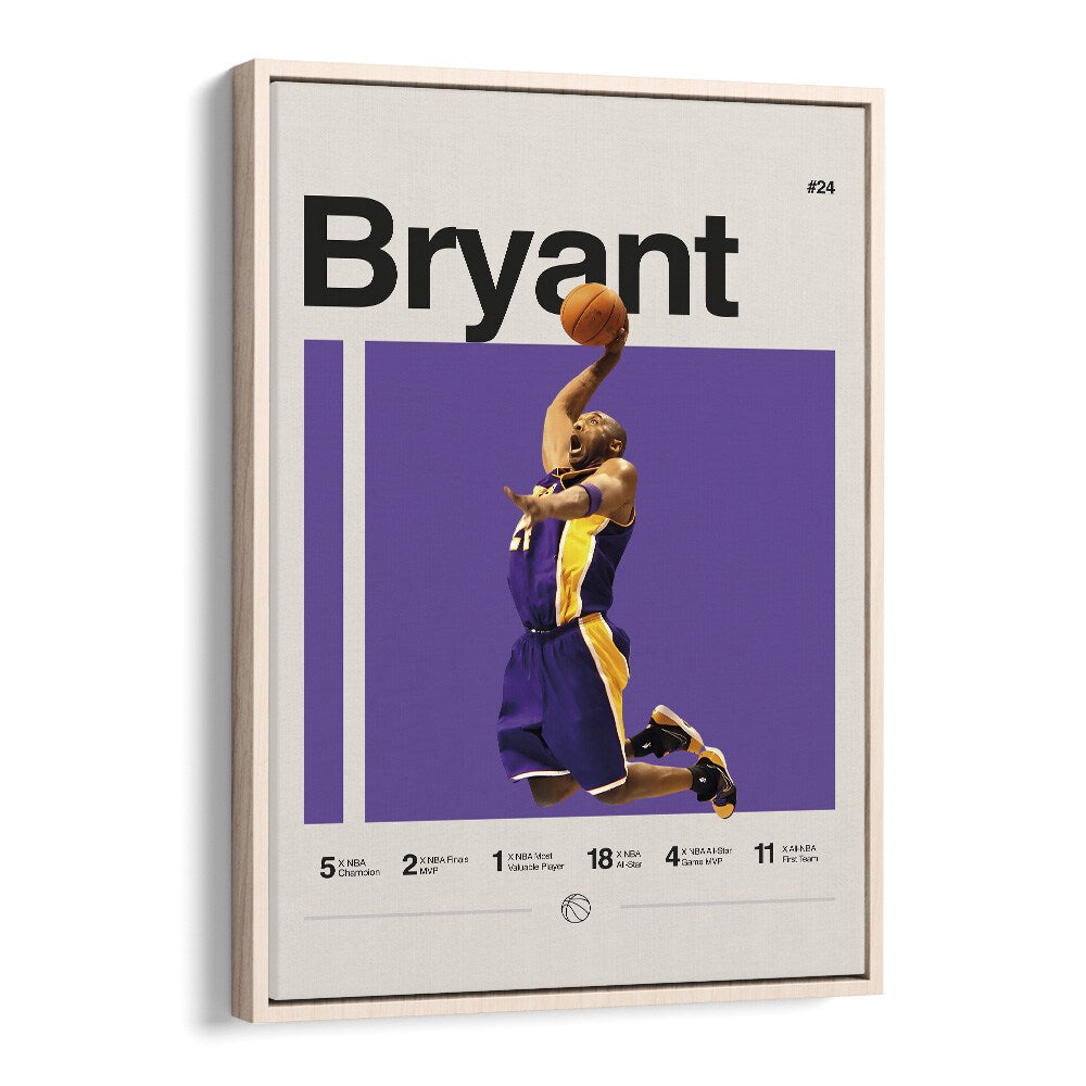 Kobe bryant Sports Art Artwork in Oak Wood Floater Frame