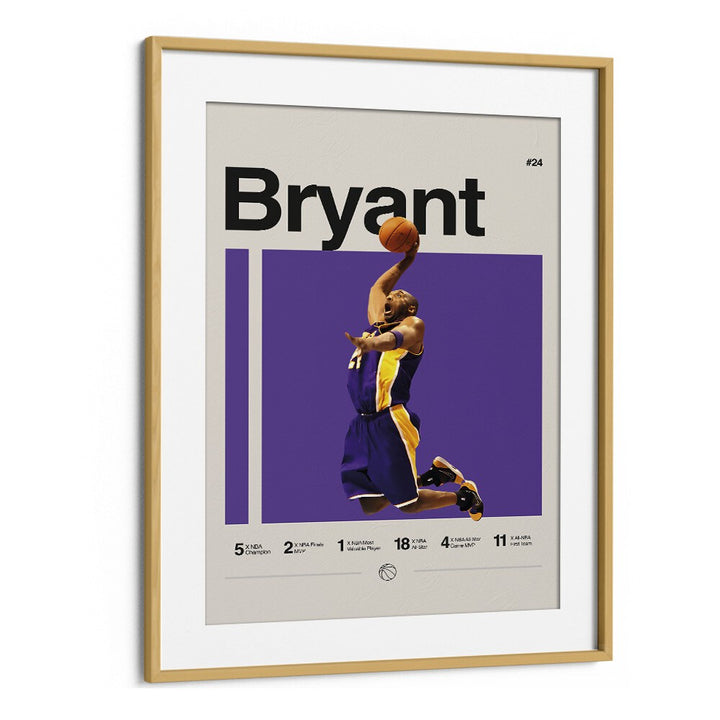 Kobe bryant Sports Art Artwork in Oak Wood Frame With Mount