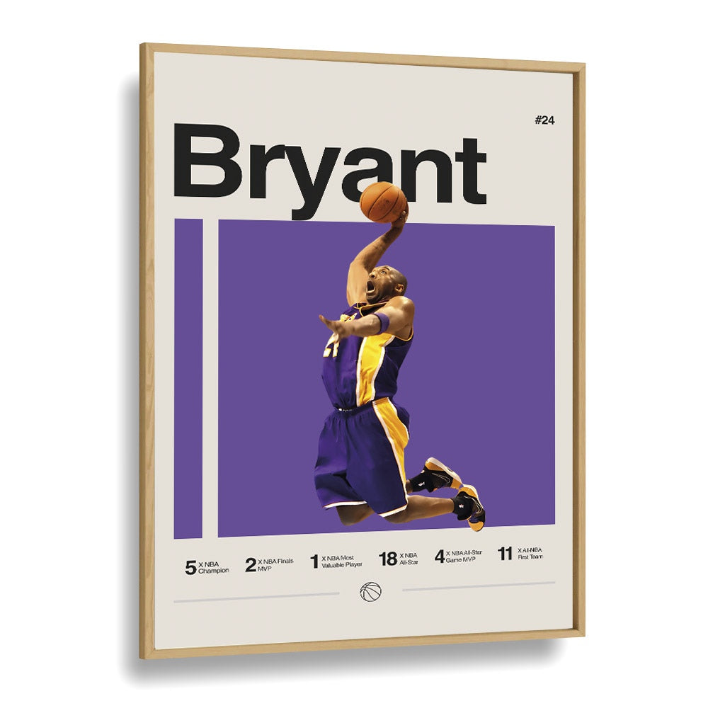 Kobe bryant Sports Art Artwork in Oak Wood Plain Frame