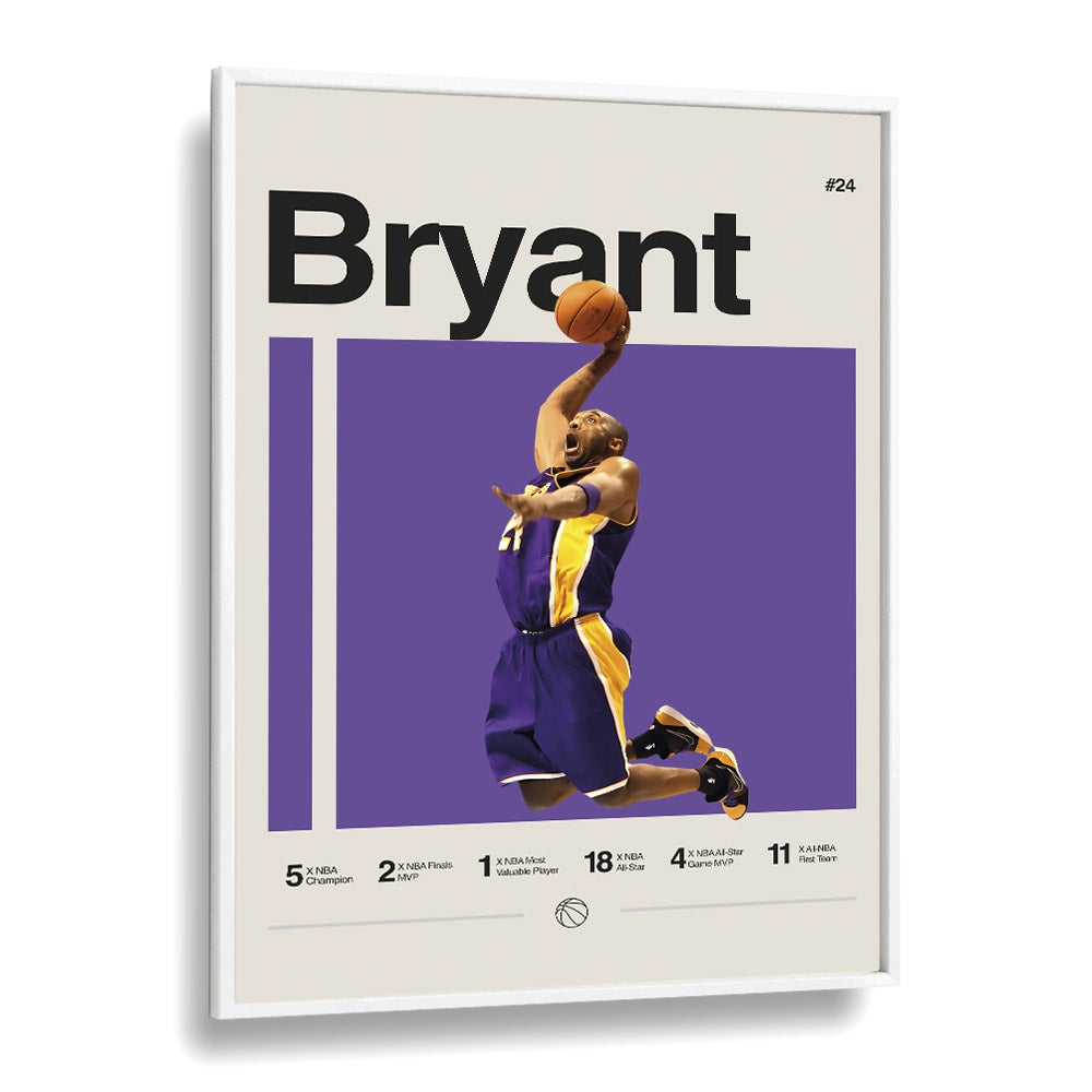 Kobe bryant Sports Art Artwork in White Plain Frame