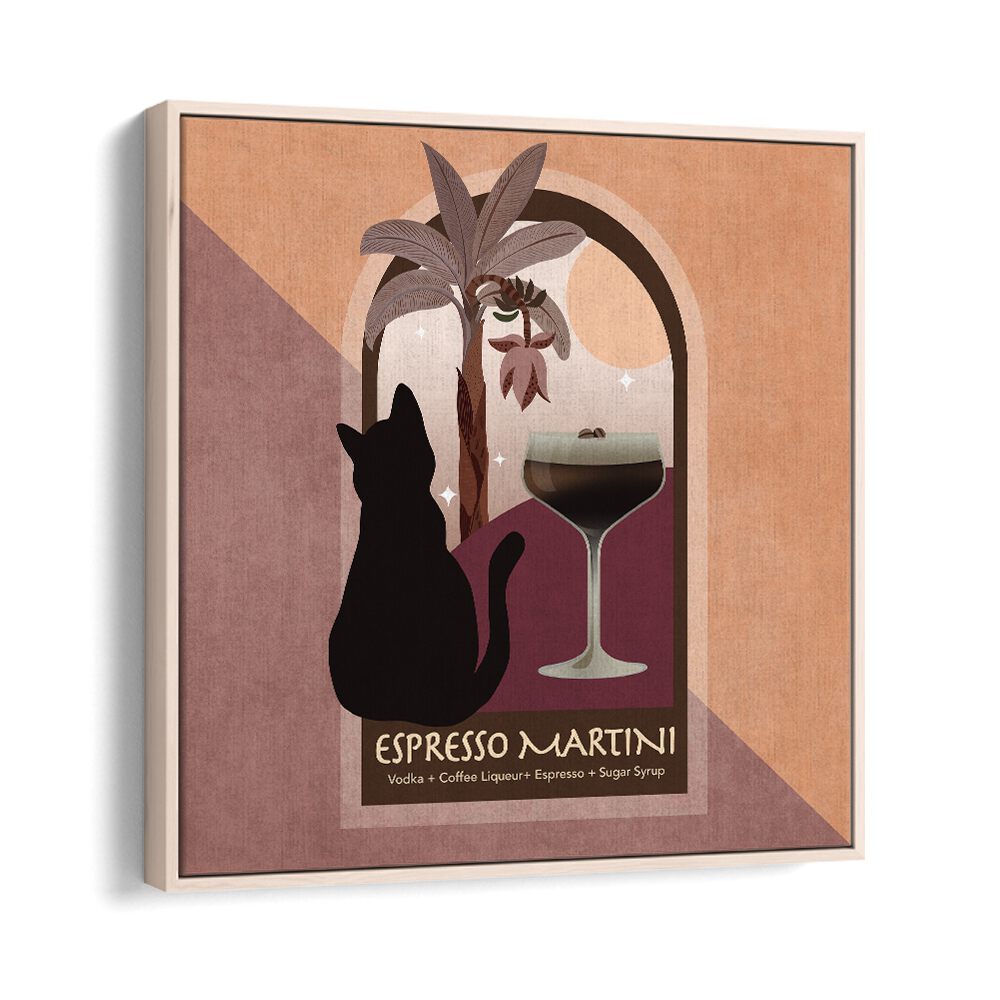 Kokteyl Ezpresso Martini Bar & Cafe Artwork in Oak Wood Floater Frame