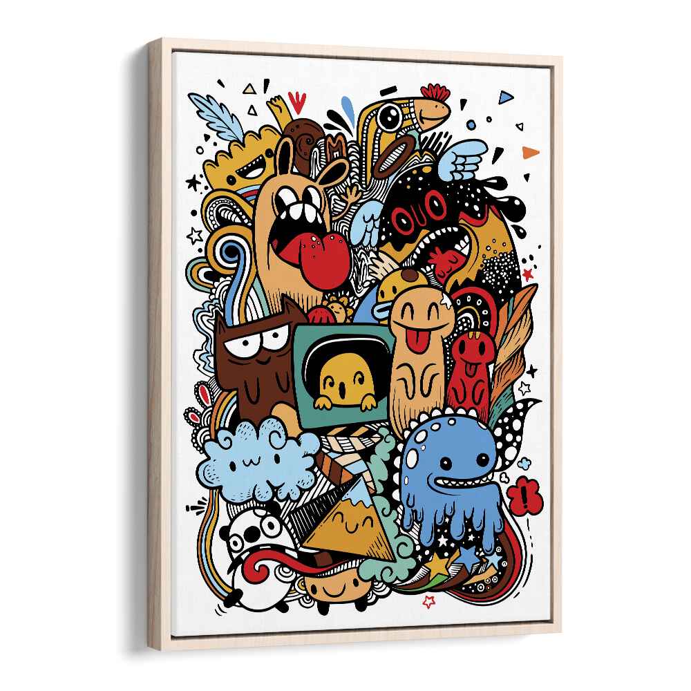 Kooky Krinkles Comic Art Artwork in Oak Wood Floater Frame