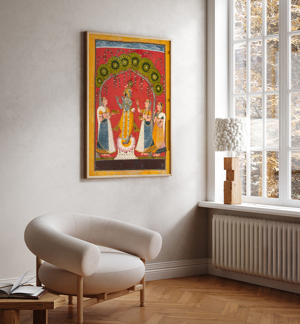 KRISHNA FLUTING FOLIO , INDIAN ART PAINTINGS