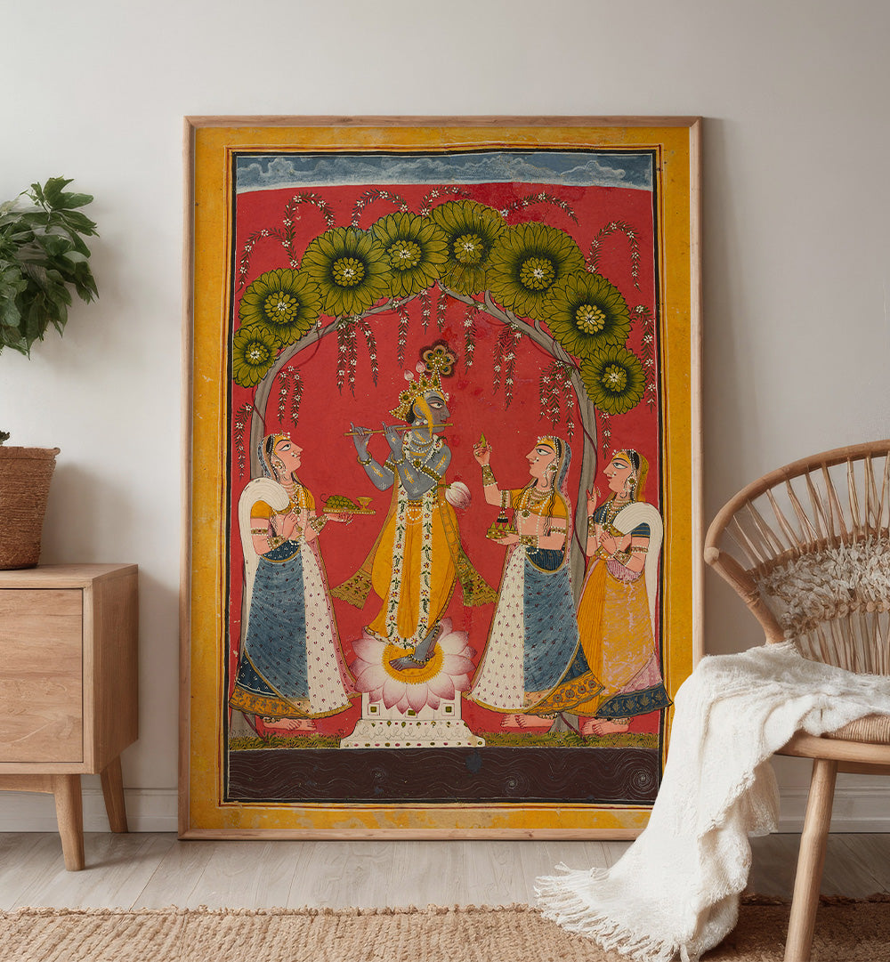 KRISHNA FLUTING FOLIO , INDIAN ART PAINTINGS