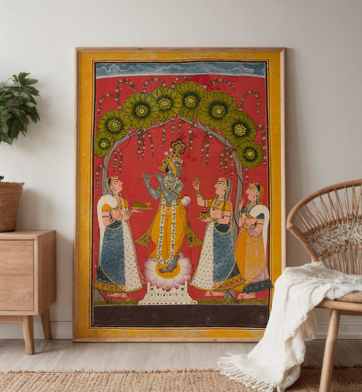 KRISHNA FLUTING FOLIO , INDIAN ART PAINTINGS