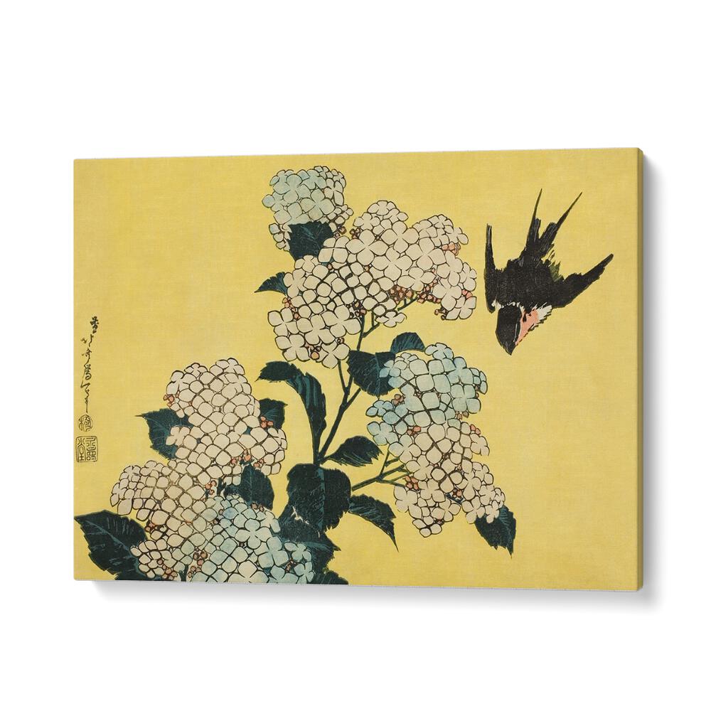 Katsushika Hokusai-s Hydrangea And Swallow-1833 By Katsushika Hokusai Japanese Paintings in Gallery Wrap