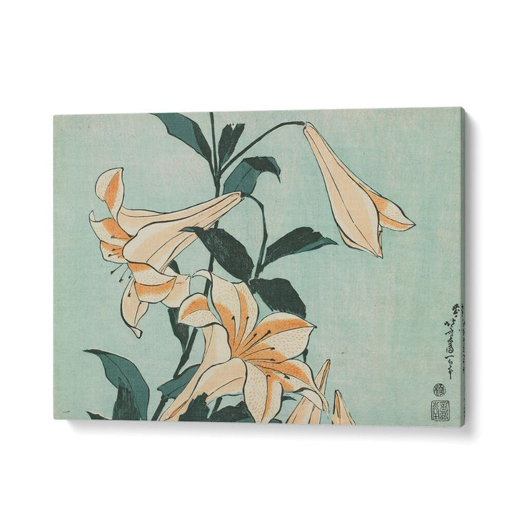 Katsushika Hokusai’s - Lilies 1833–1834 By Katsushika Hokusai Japanese Paintings in Gallery Wrap