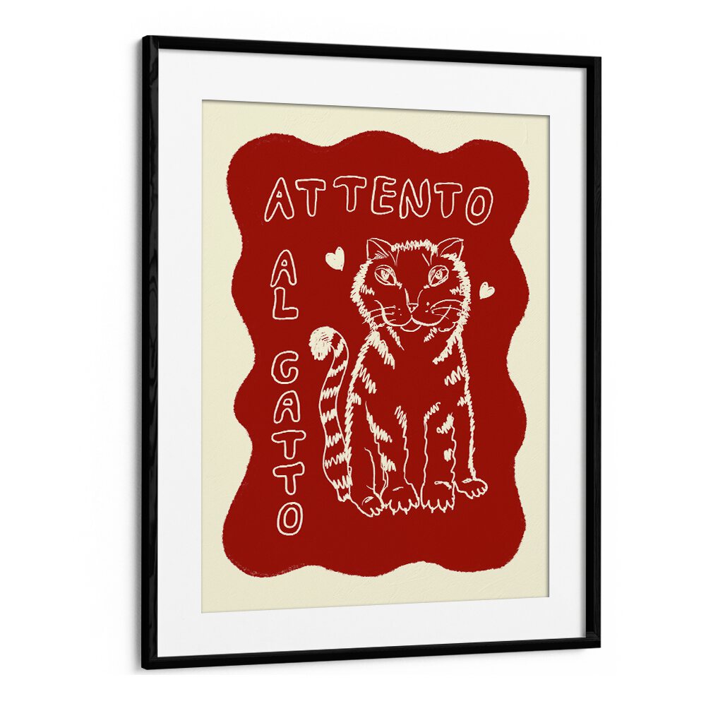 Katze Up Vita by Studio Dolci Kitchen Art Prints in Black Frame With Mount