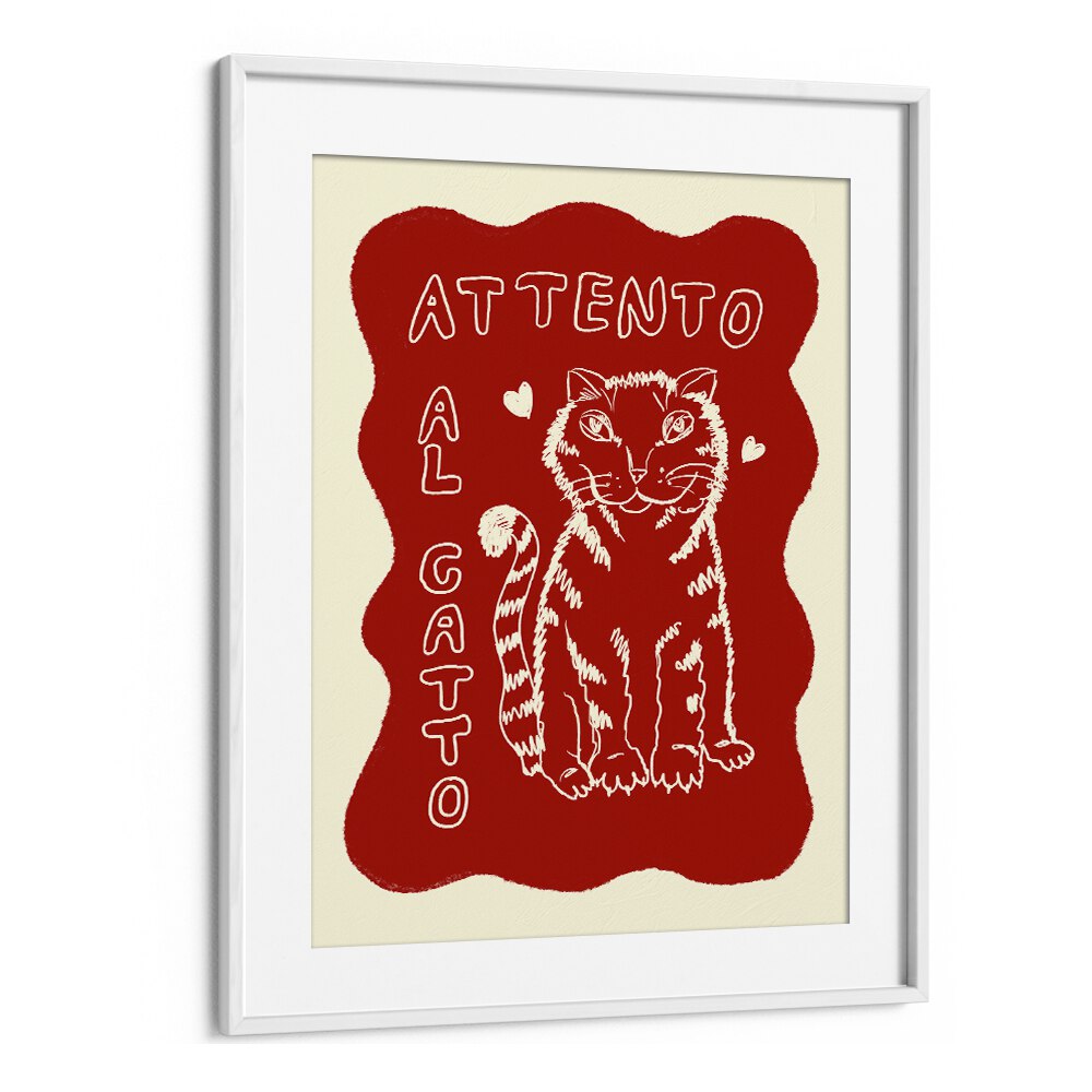 Katze Up Vita by Studio Dolci Kitchen Art Prints in White Frame With Mount