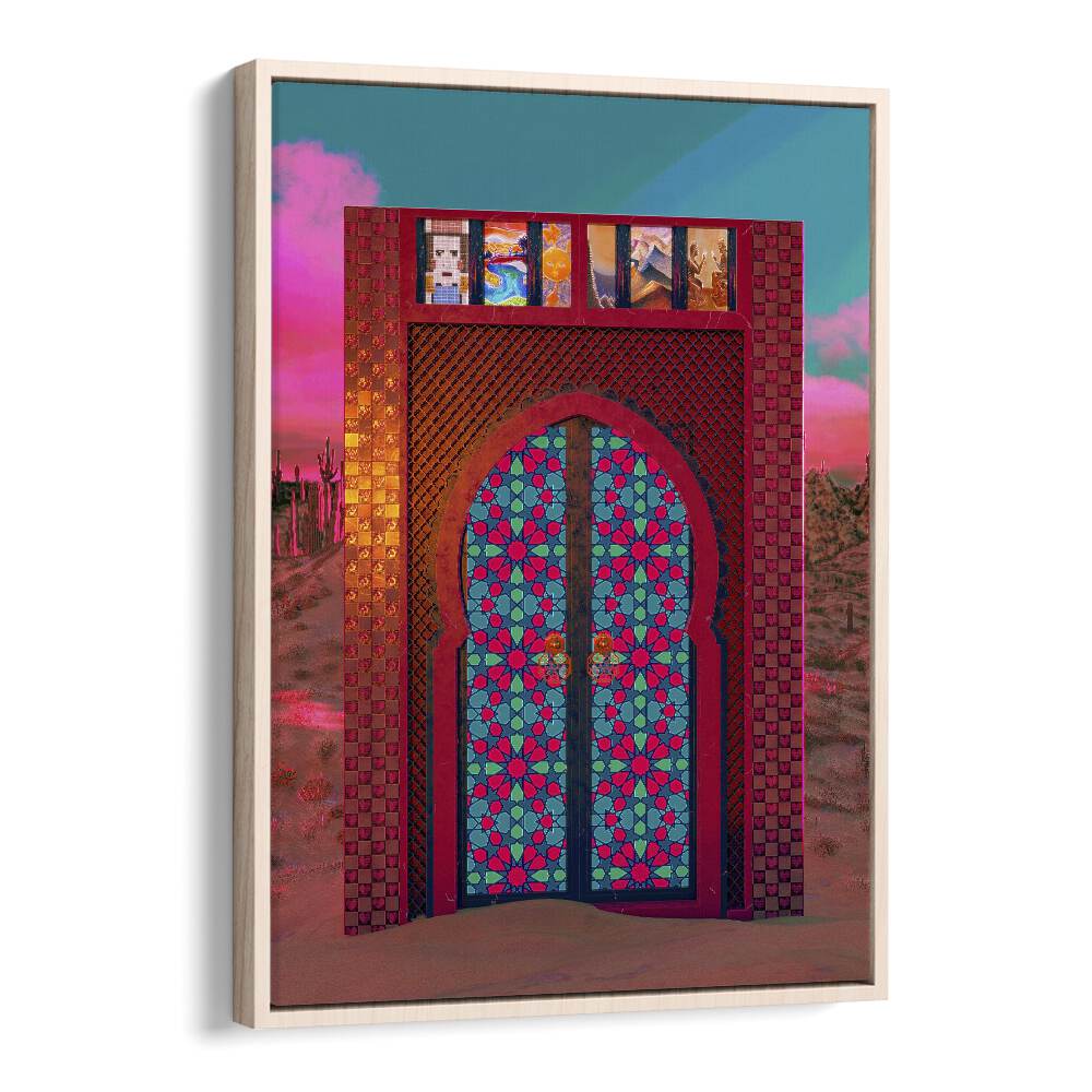 Khalids Door By Cosmo Zach Surreal Art Prints Surrealism in Oak Wood Floater Frame