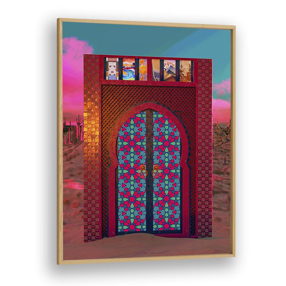 Khalids Door By Cosmo Zach Surreal Art Prints Surrealism in Oak Wood Plain Frame